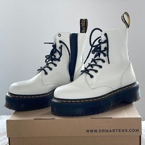 Dr Martens White Leather Jadon Platform Boot, US 8 / EU 39